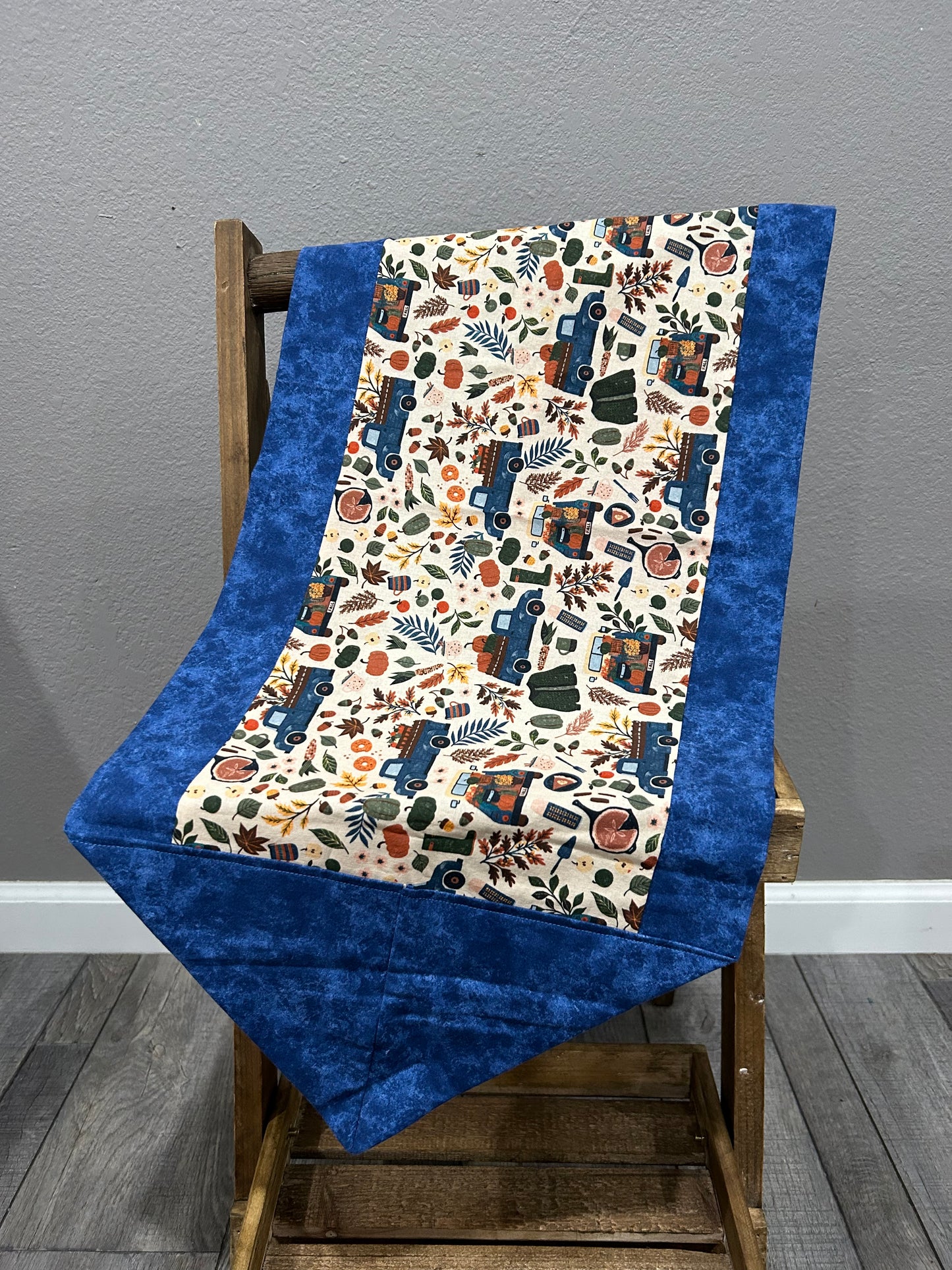Blue Old Truck Table Runner
