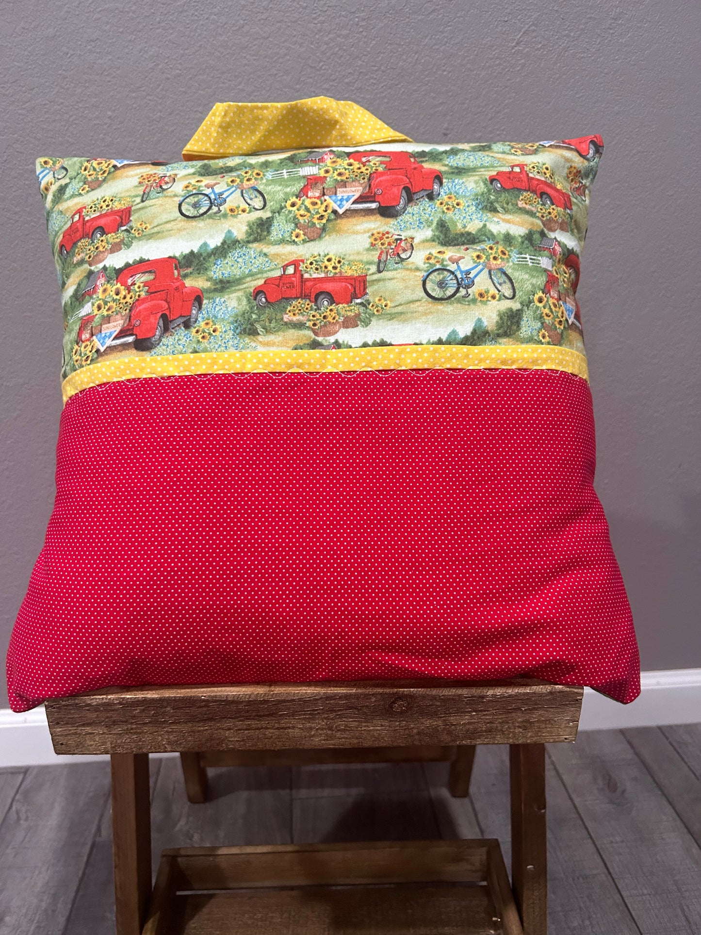 Red Truck with Sunflowers Pocket Pillow