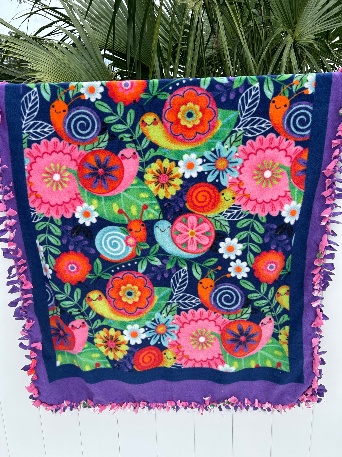 Snails and Flowers Double Sided Fleece Blanket