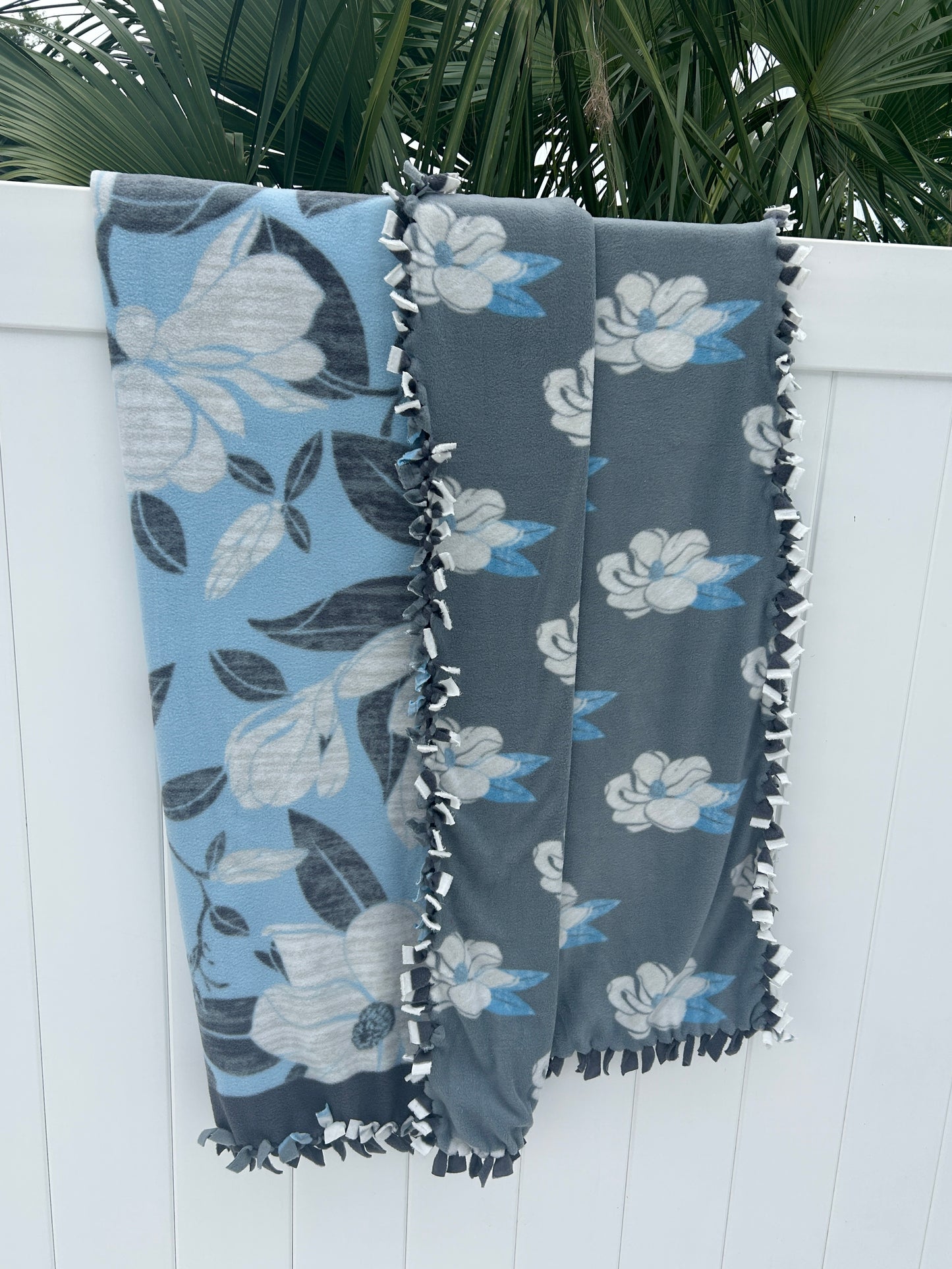 Blue Flower Double Sided Fleece Blanket