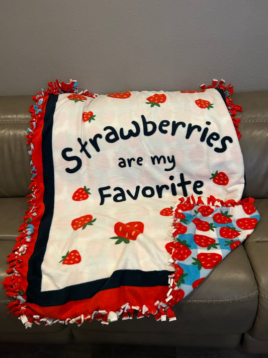 Strawberries Are My Favorite Double Sided Fleece Blanket