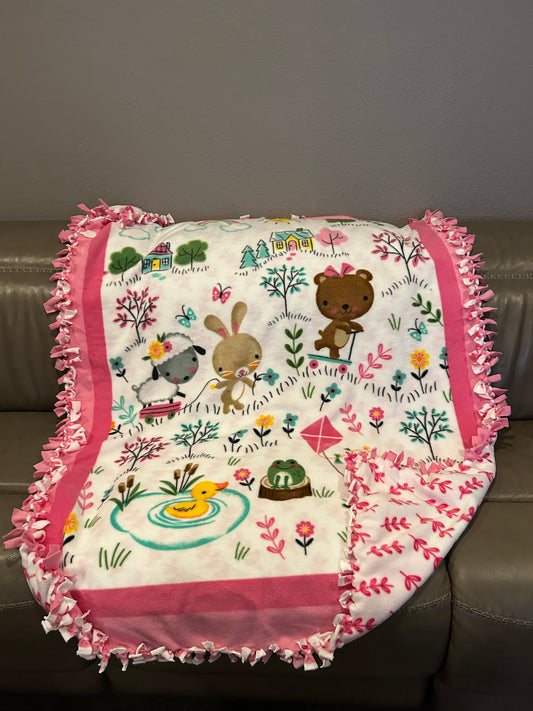 Pink Friends Double Sided Fleece Blanket