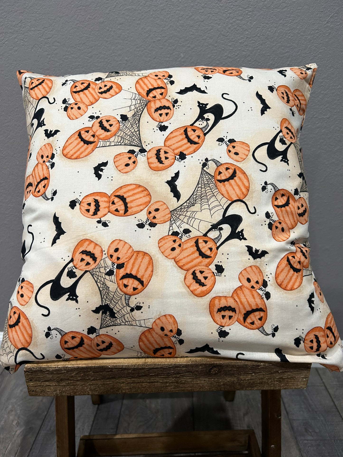 Black Cat with Pumpkins  Decor Pillow