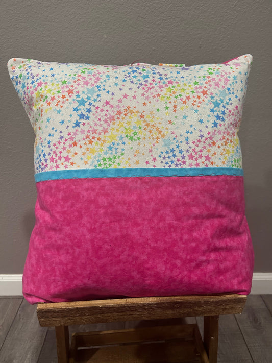 Stars Pink Pocket Pillow Cover