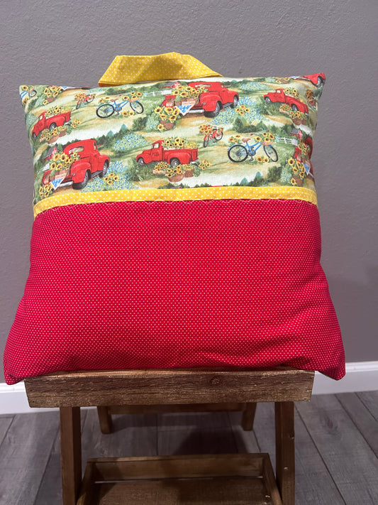 Red Truck with Sunflowers  Pocket Pillow