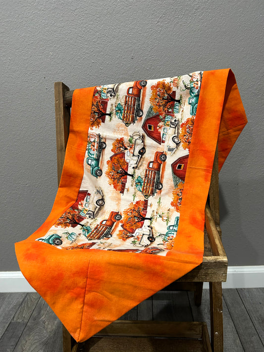 Orange Old Truck Table Runner