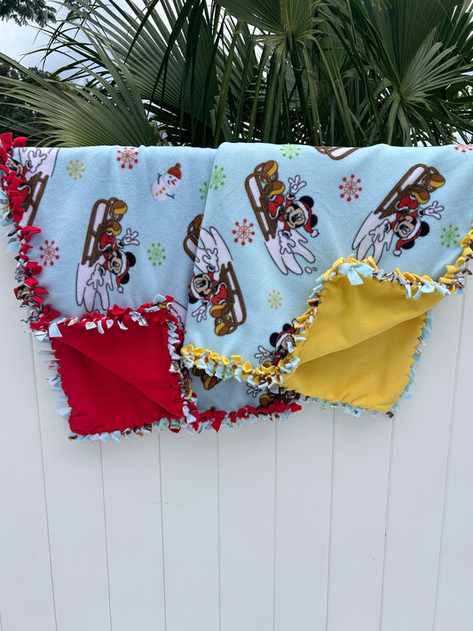 Sledding Christmas Double Sided Fleece Blanket