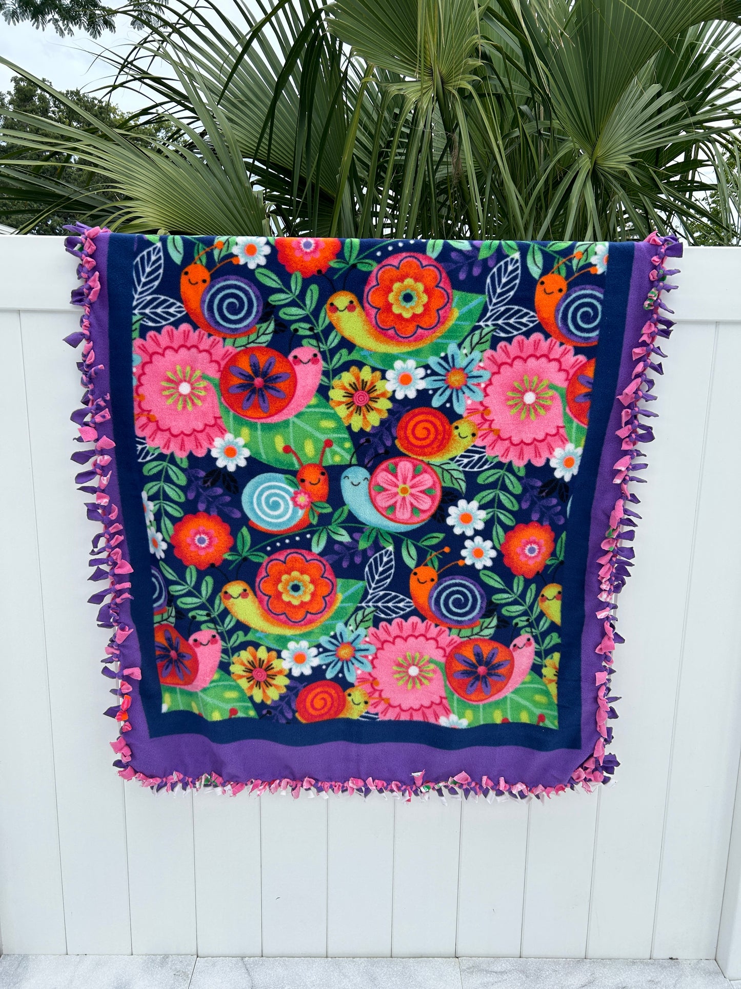 Snails and Flowers Double Sided Fleece Blanket