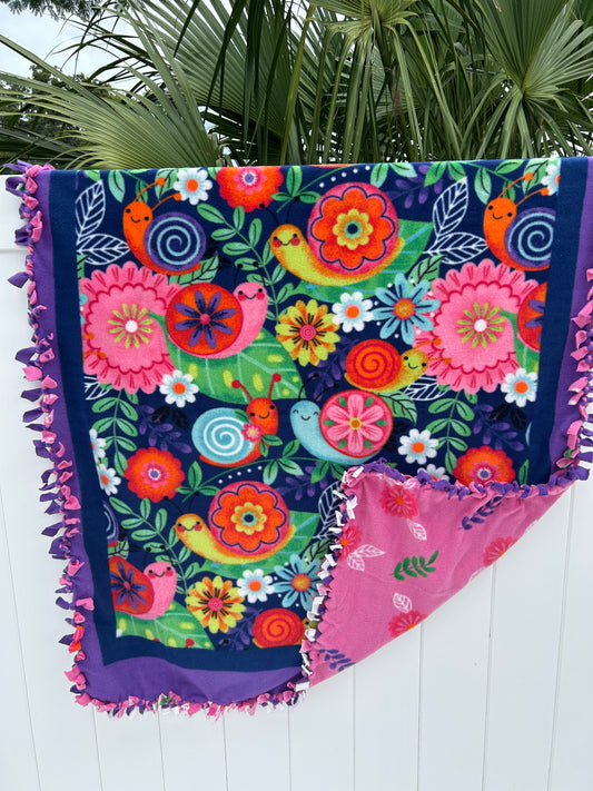 Snails and Flowers Double Sided Fleece Blanket