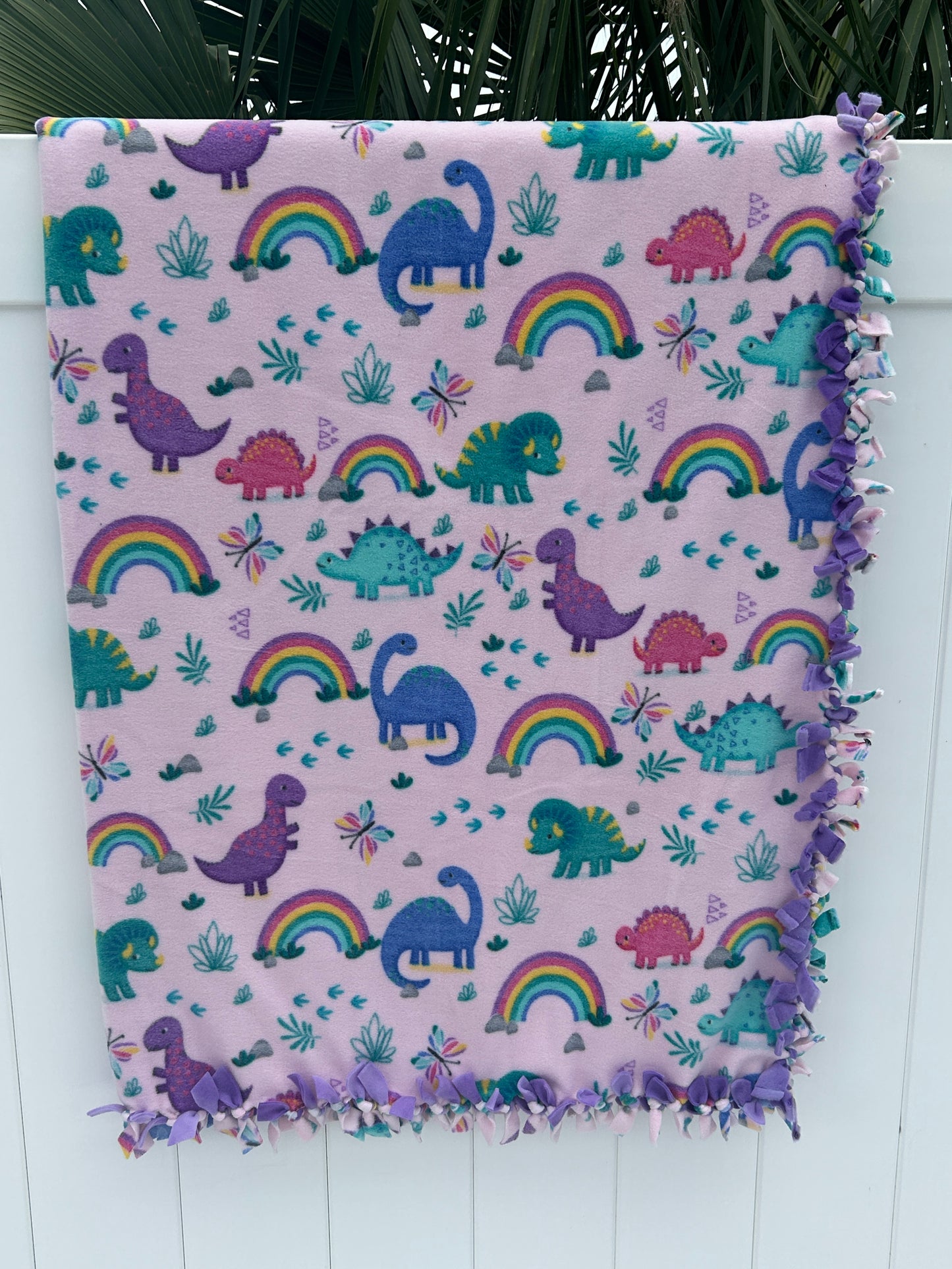 Girl Dino Double Sided Fleece Blanket