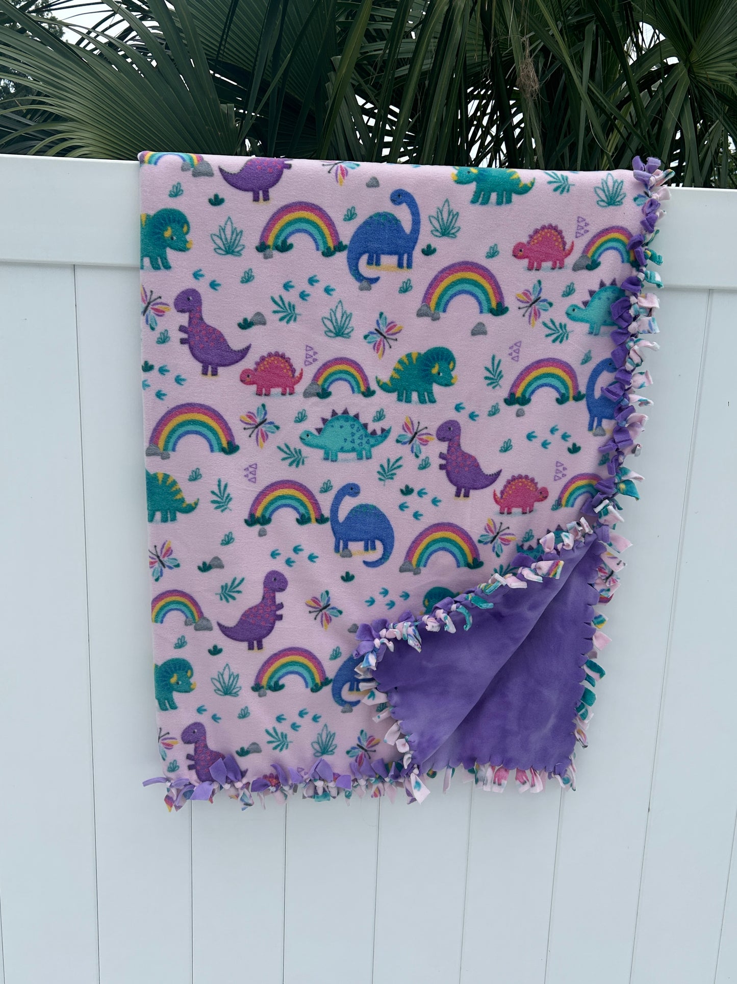 Girl Dino Double Sided Fleece Blanket
