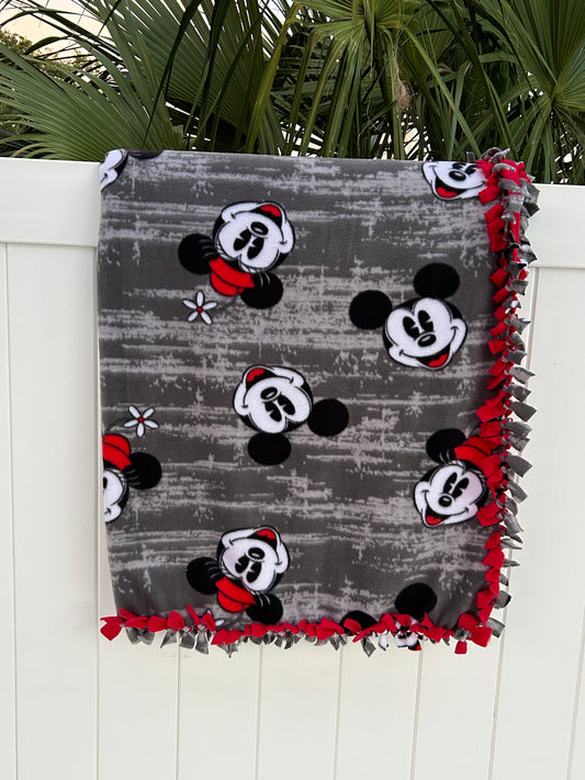 Red and Gray Love Birds Double Sided Fleece Blanket