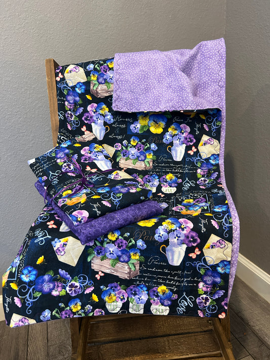 Purple Flower Burp Cloth Set