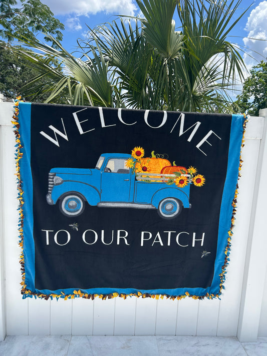 Welcome Sunflower Double Sided Fleece Blanket